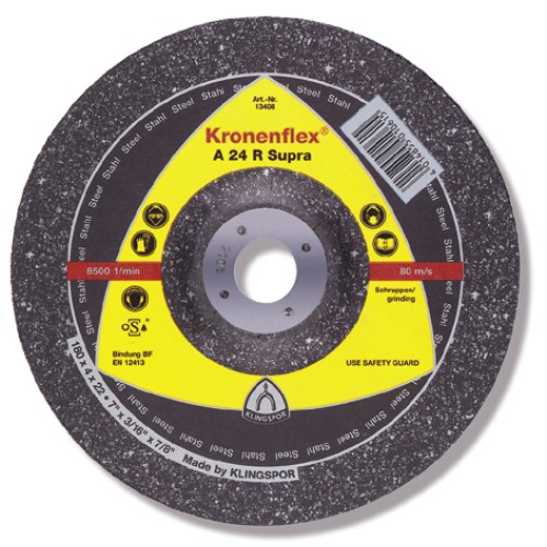 Grinding Disc Type 27 (Depressed Center) 4-1/2" x 1/4"(6mm) x 7/8" A24R for Steel & Stainless Klingspor 13401