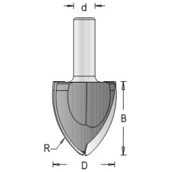112ROV8-50 Large Radius Ovolo Bit 2 Flute 1-3/4" Cutting Height 1/2" Shank