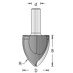 112ROV8-60 Large Radius Ovolo Bit 2 Flute 2" Cutting Height 1/2" Shank