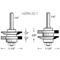 142R4-32-1 Woodpecker Reversible Rail & Stile Bit 2 Flute 1/4" Shank