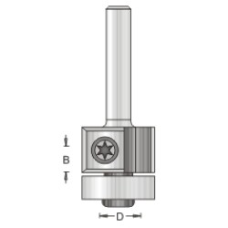 1RL4-19 Flush Trim Bit 3/4" (19mm) Diameter 2-3/4" Length 1/4" Shank