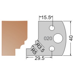 #020 40mm Knives For MPC Multi Profile Cutter (Set of 2) Dimar 3302040