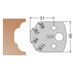 #023 40mm Knives For MPC Multi Profile Cutter (Set of 2) Dimar 3302340
