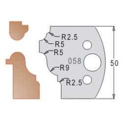#058 50mm Knives For MPC Multi Profile Cutter (Set of 2) Dimar 3305850