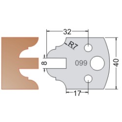 #099 40mm Knives For MPC Multi Profile Cutter (Set of 2) Dimar 3309940
