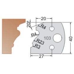 #103 40mm Knives For MPC Multi Profile Cutter (Set of 2) Dimar 3310340