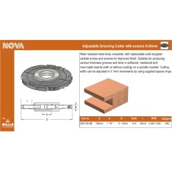 Insert Adj. Groover, 180mm X 8-15mm Dimar K8C180-8B