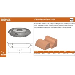 Insert Round/cove Cutter, 8mm Radius Dimar K912C116-8