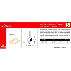 Mini Cove Bit 1/8" Radius Dimar MINI-112