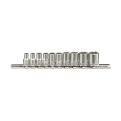 10 Piece 1/4" Drive 12 Point SAE Hand Socket Set 3/16" to 9/16"