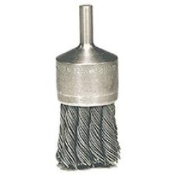 Wire End Brush 1-1/8" Diameter 1/4" Shank .014 Gauge Knotted