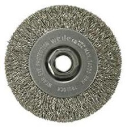 Wire Wheel 4" Diameter x 1/2" Wide with 5/8-11 Arbour Hole .014" Gauge Narrow Face Crimped