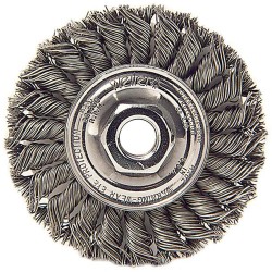 Wire Wheel 4" Diameter x 1/2" Wide with 5/8-11 Arbour Hole .014 Gauge Standard Twist Knotted (Stainless Steel)