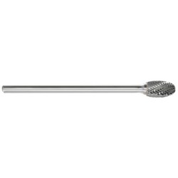 Carbide Burr SE-1L6 Oval Shape 1/4" Diameter 3/8" Long 1/4" Shank Double Cut 6" Long Shank Made In U.S.A.