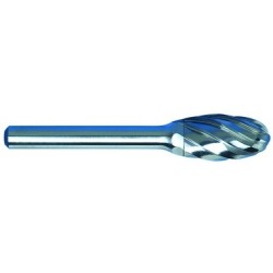Carbide Burr for Aluminum SE-3NF Oval Shape 3/8" Diameter 5/8" Long 1/4" Shank Made In U.S.A.