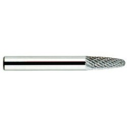 Carbide Burr SF-41 Tree Shape Radius End 1/8" Diameter 1/4" Long 1/8" Shank Double Cut Made In U.S.A.