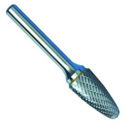 Carbide Burr SF-13 Tree Shape Radius End 1/2" Diameter 3/4" Long 1/4" Shank Double Cut Made In U.S.A.