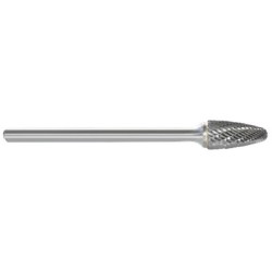 Carbide Burr SF-1L6 Tree Shape Radius End 1/4" Diameter 1/2" Long Double Cut 6" Long Shank Made In U.S.A.