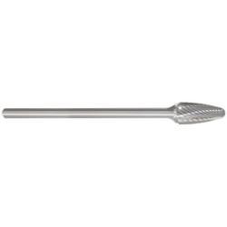 Carbide Burr SF-1L6 Tree Shape Radius End 1/4" Diameter 1/2" Long 1/4" Shank Single Cut 6" Long Shank Made In U.S.A.