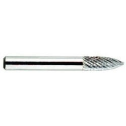Carbide Burr SG-1 Tree Shape Pointed End 1/4" Diameter 5/8" Long 1/4" Shank Double Cut Made In U.S.A.