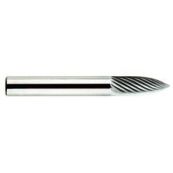 Carbide Burr SG-1 Tree Shape Pointed End 1/4" Diameter 5/8" 1/4" Shank Single Cut Made In U.S.A.