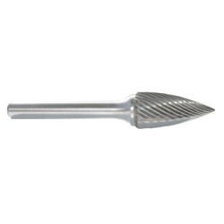 Carbide Burr SG-13 Tree Shape Pointed End 1/2" Diameter 3/4" Long 1/4" Shank Single Cut Made In U.S.A.