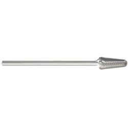 Carbide Burr SL-1L6 Taper Shape Radius End 14 Degrees 1/4" Diameter 3/8" Long 1/4" Shank Single Cut 6" Long Shank Made In U.S.A.