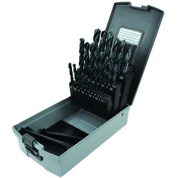 Drill Set 25 Piece 1mm to 13mm by 0.5mm Jobber Length High Speed Steel Black Oxide Made In U.S.A.
