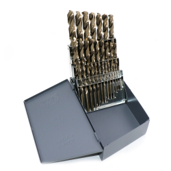 Drill Set 29 Piece 1/16 to 1/2 by 64ths Jobber Length Cobalt M42 Bright Made In U.S.A.