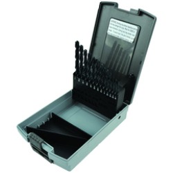 Drill Set 13 Piece 1/16 to 1/4 by 64ths Jobber Length High Speed Steel Black Oxide Made In U.S.A.