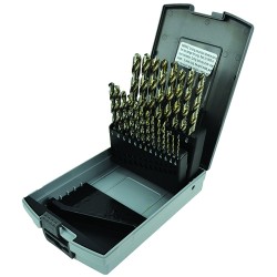 Drill Set 21 Piece 1/16 to 3/8 by 64ths Jobber Length High Speed Steel Bright Made In U.S.A.