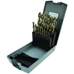 Drill Set 15 Piece 1/16 to 1/2 by 32nds Jobber Length Cobalt M42 Bright Made In U.S.A.