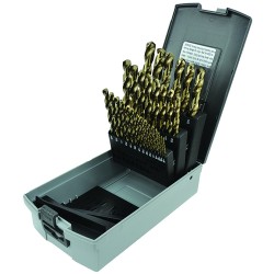 Drill Set 29 Piece 1/16 to 1/2 by 64ths Jobber Length Cobalt M42 Bright Made In U.S.A.