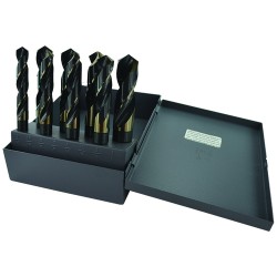 Drill Set 8 Piece 9/16 to 1" by 16ths Silver & Deming 8 Piece High Speed Steel Black & Gold Made In U.S.A.