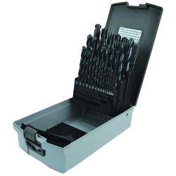 Drill Set 29 Piece 1/16 to 1/2 by 64ths Jobber Length High Speed Steel Black Oxide Made In U.S.A.