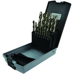 Drill Set 15 Piece 1/16 to 1/2 by 32nds Jobber Length High Speed Steel Bright Made In U.S.A.