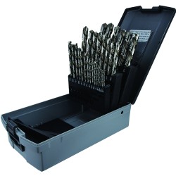Drill Set 29 Piece 1/16 to 1/2 by 64ths Jobber Length High Speed Steel Bright Made In U.S.A.