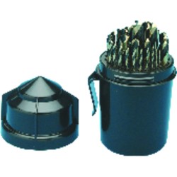 Drill Set 29 Piece 1/16 to 1/2 by 64ths Jobber Length High Speed Steel Black & Gold Made In U.S.A.