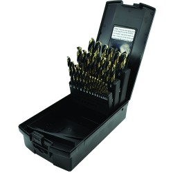 Drill Set 29 Piece 1/16 to 1/2 by 64ths Mechanic Length High Speed Steel Black & Gold Made In U.S.A.