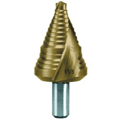 1/8" to 1/2" Step Drill Helical Flute 13 Steps HSS TiN Made In Germany