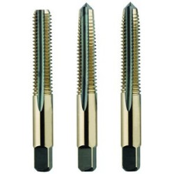1/4-28 Hand Tap Set H3 4 Flutes High Speed Steel Black & Gold Made In U.S.A.