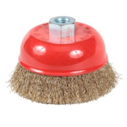 Original Cup Brush - Crimped - Brass Coated Mild Steel - 2-3/4" x 5/8"-11 - 14,000 rpm - Clamshell Pkg