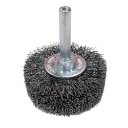Original Mounted Crimped Wire Brush - Mild-Steel - 1-3/8" x 1/4" Shank - 20,000 rpm - Clamshell Pkg