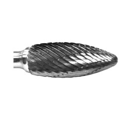 Carbide Burr SH-1 Flame Shape 1/4" Diameter 5/8" Long 1/4" Shank Double Cut