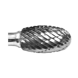 Carbide Burr SE-1 Oval Shape 1/4" Diameter 3/8" Long 1/4" Shank Double Cut