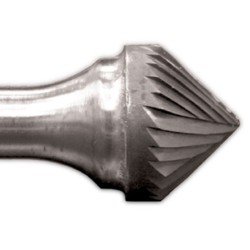 Carbide Burr SK-3 Cone 90º Shape 3/8" Diameter 3/16" Long 1/4" Shank Single Cut