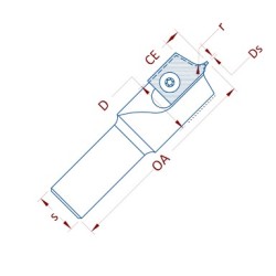 Insert Radius Profile Router Bit 26mm Diameter 7mm Cutting Edge 1 Wing 2-3/4" Long 3/4" Shank RH with 2mm Radius