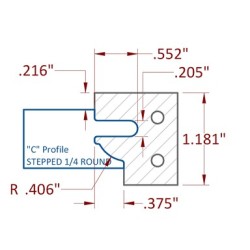 Stile & Rail Cutter 120mm Diameter 30mm Cutting Edge 4 Wing 1-1/4" Bore Clockwise with Profile C