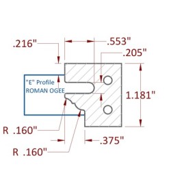 Stile & Rail Cutter 120mm Diameter 30mm Cutting Edge 4 Wing 1-1/4" Bore Counter Clockwise with Profile E
