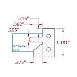 Stile & Rail Cutter 120mm Diameter 30mm Cutting Edge 3 Wing 1-1/4" Bore Counter Clockwise with Profile A